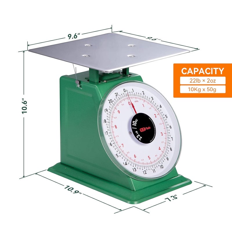 ta da 22-LBS Heavy Duty Portion-Control Mechanical Kitchen and Food Scale Industrial Dial Scale with Stainless Steel Platform - Image 5
